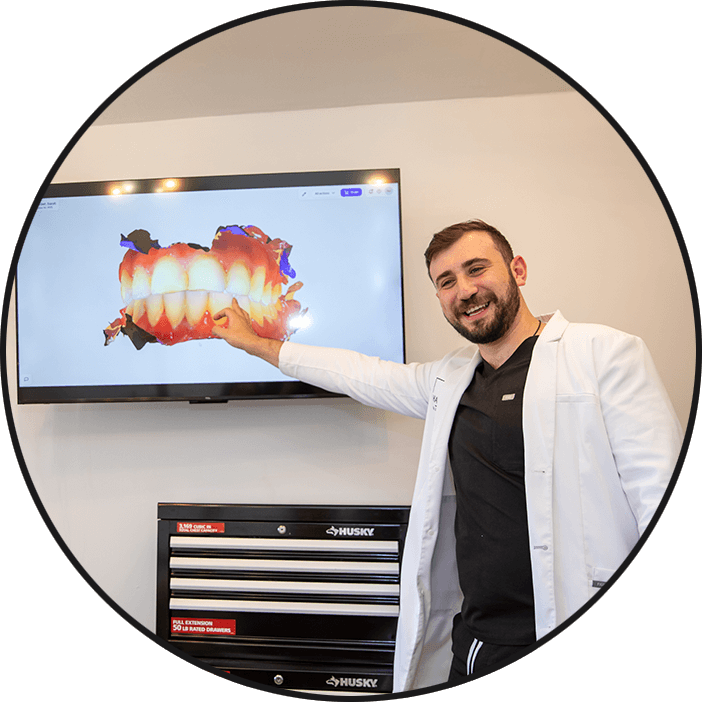 doctor going over 3d scan with patient
