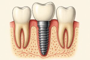 An infographic comparing dental implants and dentures, highlighting their differences in stability, cost, and maintenance. No text on image.